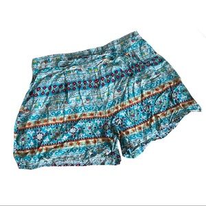 Meareor Blue Floral Breathable Summer Shorts Size XL